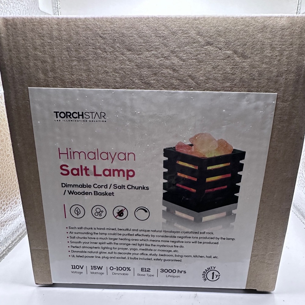 Torchstar Himalayan Salt Lamp New in Box Never Opened Dimmable 110v 3000 hr life